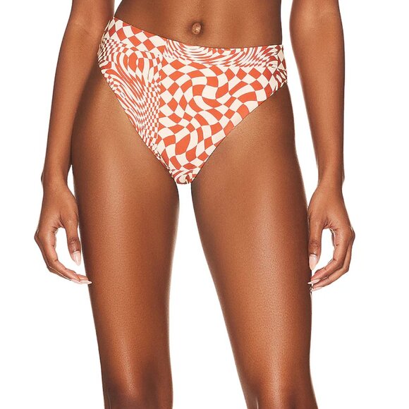 Stone‎ Fox Swim Sumatra Bikini Bottom in Caramel Check Size XS NWT - Picture 1 of 10